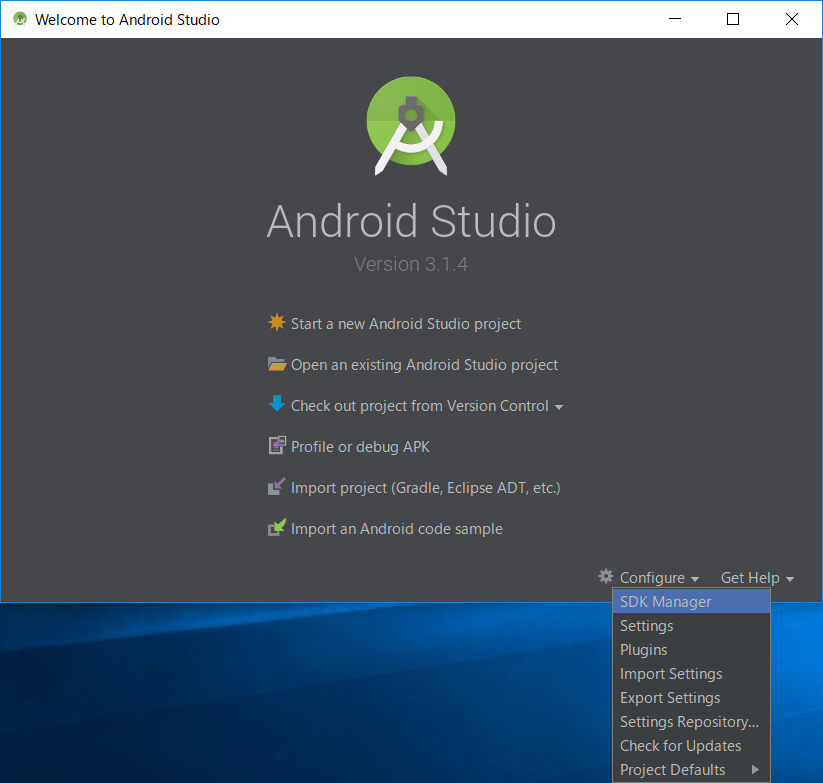 Android Studio [Configure]-[SDK Manager]